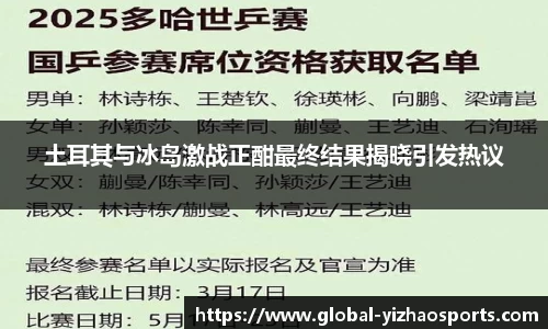 土耳其与冰岛激战正酣最终结果揭晓引发热议
